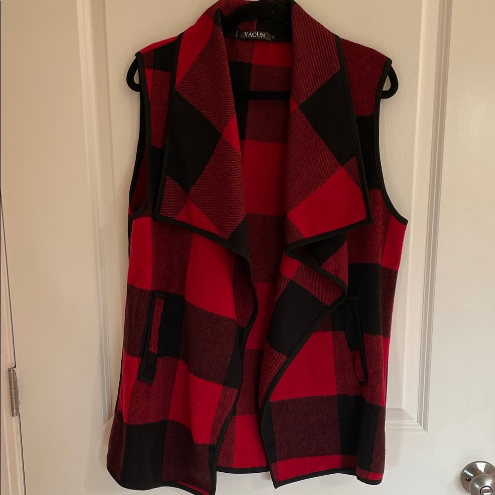 Plaid Red and Black Women's Vest
